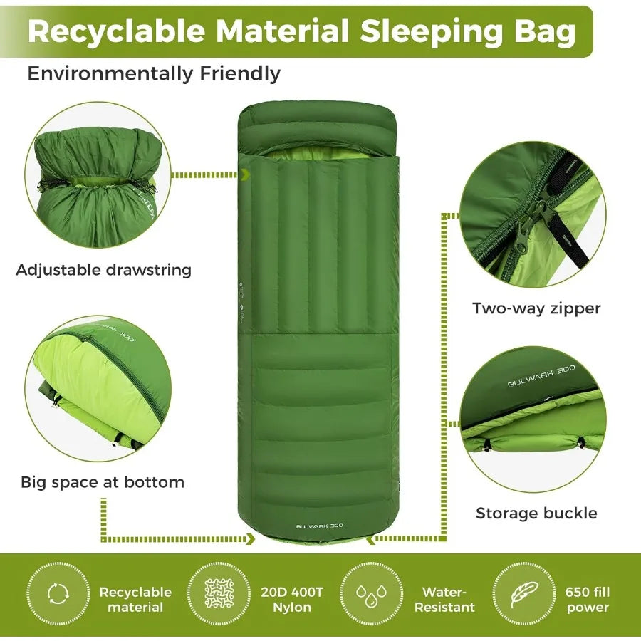 Ultralight 3 Season Polyester Sleeping Bag With Compression Sack