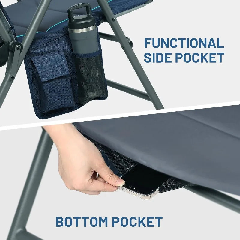 YTYIN Folding Rocking Camping Chair With Padded Back