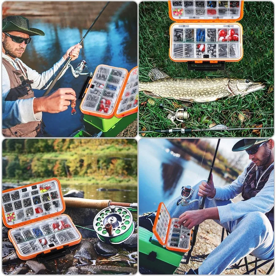 Fishing Accessories Kit With Tackle Box 343 Pieces Hooks Weights