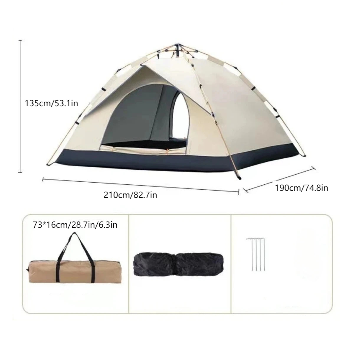 Pakicetus Outdoor Automatic Opening Tent Rainproof 2 Door