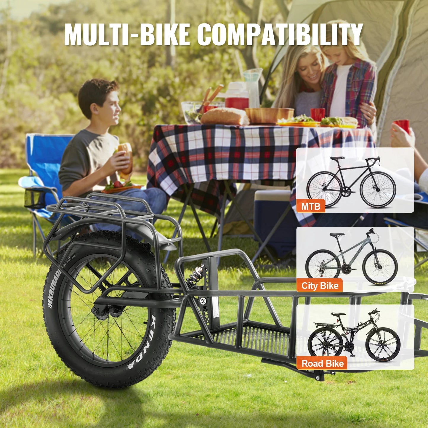 SucceBuy 70 Lb Bike Cargo Trailer With Universal Hitch