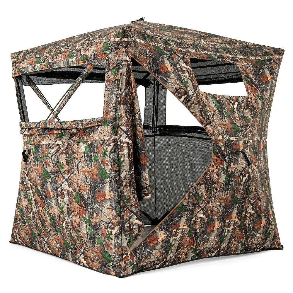 Camouflage Hunting Blind With 270 Degree Viewing Range Carrying Bag