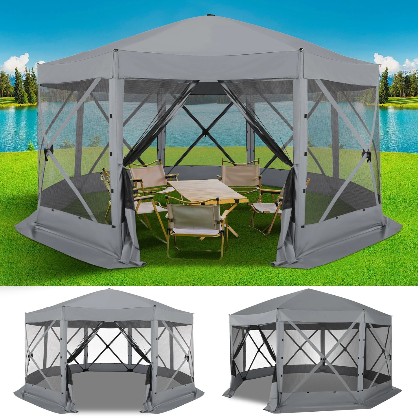COBIZICN Pop Up Gazebo Canopy With Mosquito Netting Shelter