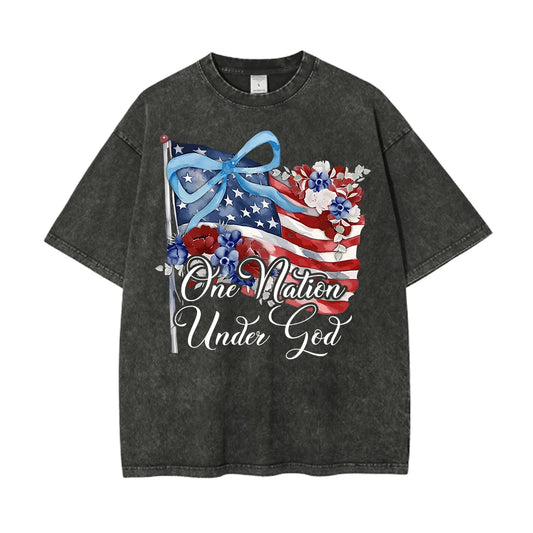 Clothing One Nation Under God Womens Christian Washed T Shirt