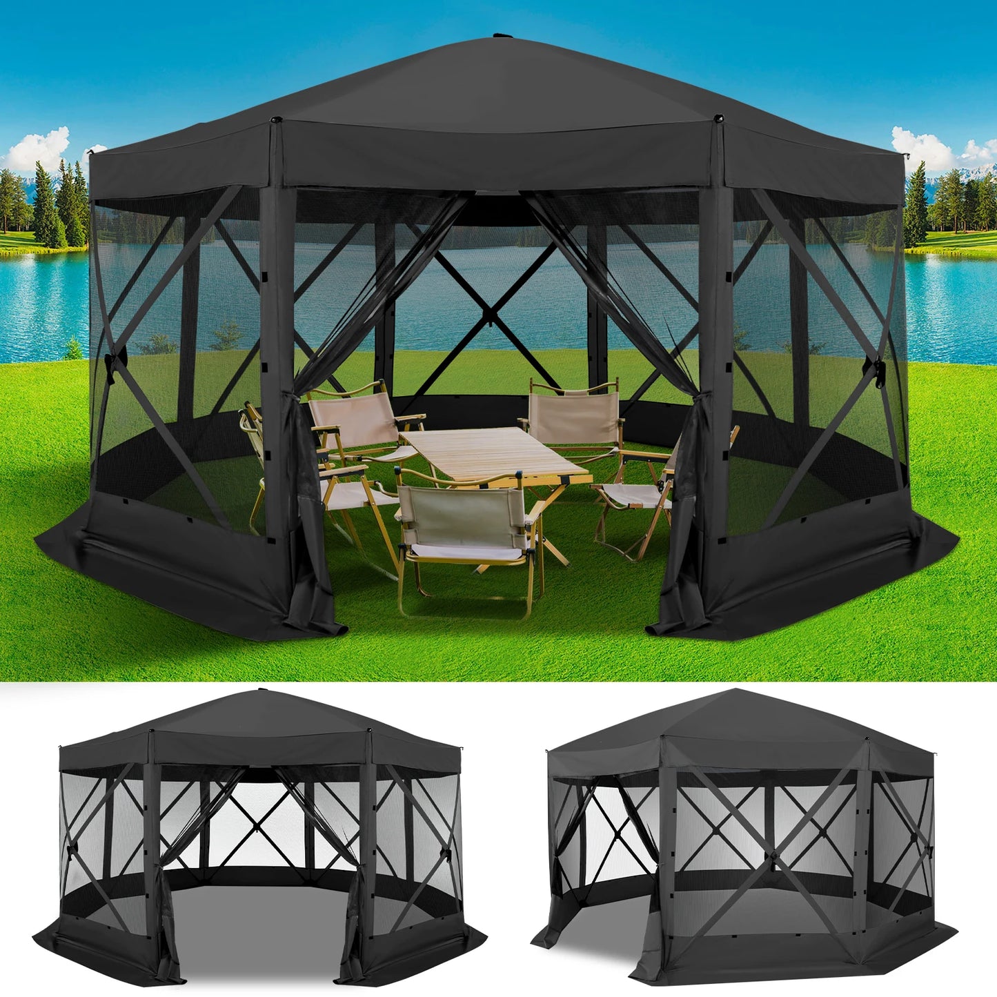 COBIZICN Pop Up Gazebo Canopy With Mosquito Netting Shelter
