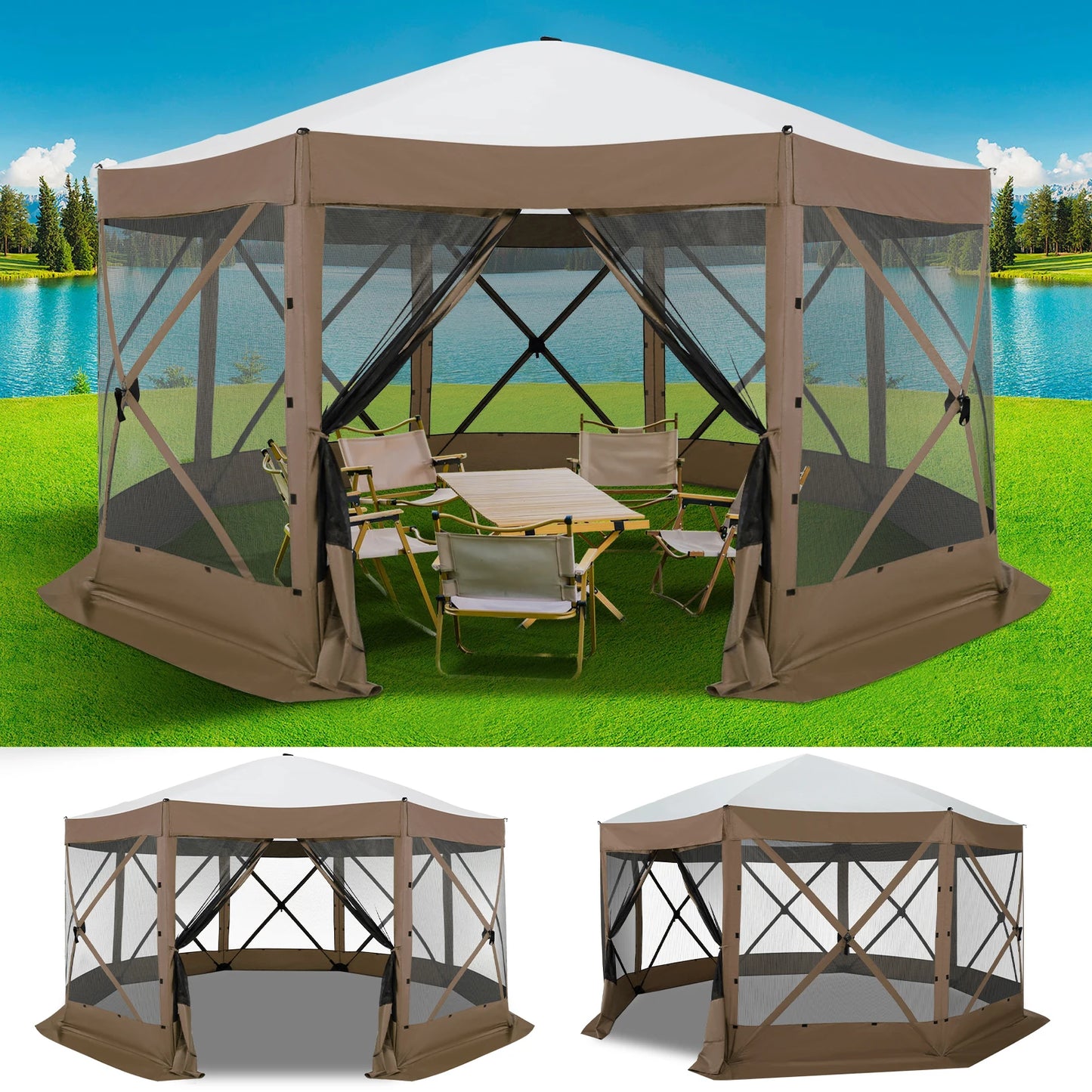 COBIZICN Pop Up Gazebo Canopy With Mosquito Netting Shelter