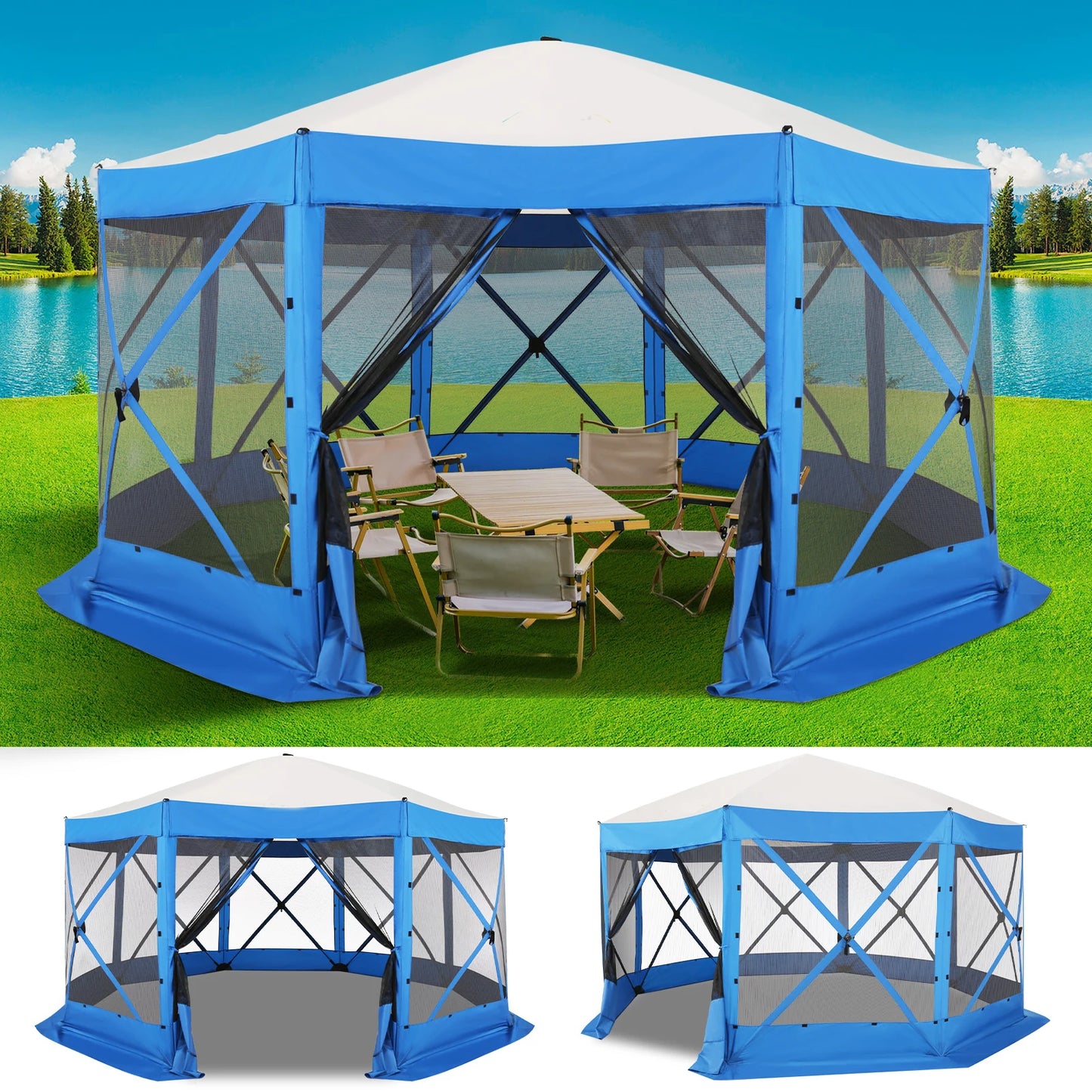 COBIZICN Pop Up Gazebo Canopy With Mosquito Netting Shelter