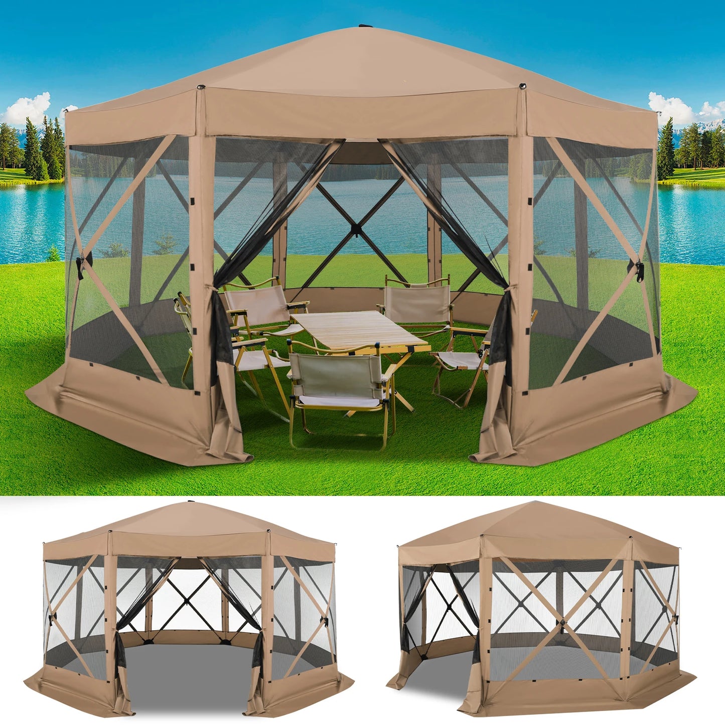 COBIZICN Pop Up Gazebo Canopy With Mosquito Netting Shelter