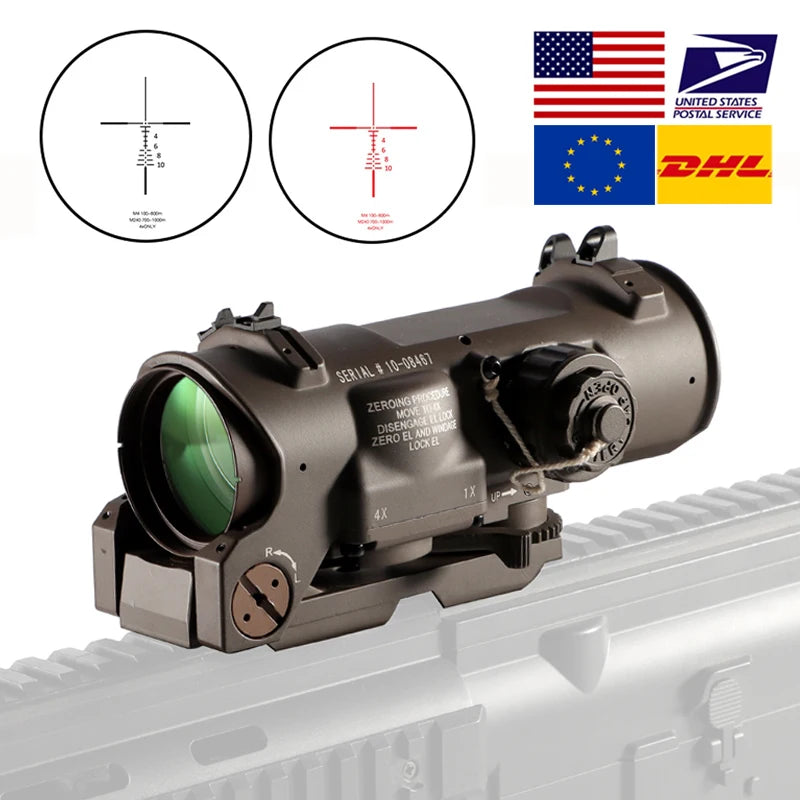 Bestsight 1x4x Fixed Dual Purpose Rifle Scope With Red Dot