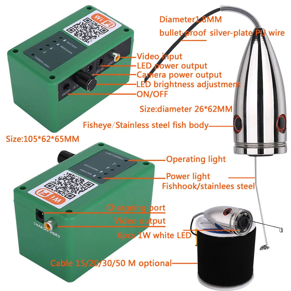 MOUNTAINONE HD Wifi Underwater Fishing Camera 1000TVL For IOS Android