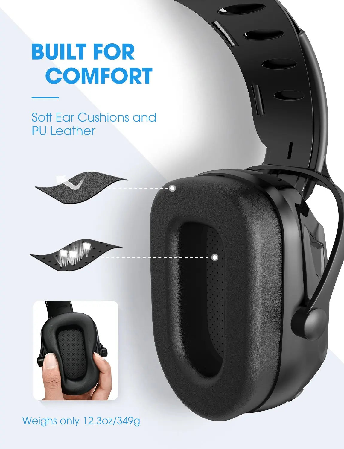 MPOW Bluetooth Noise Reduction Ear Muffs NRR 29dB SNR 36dB