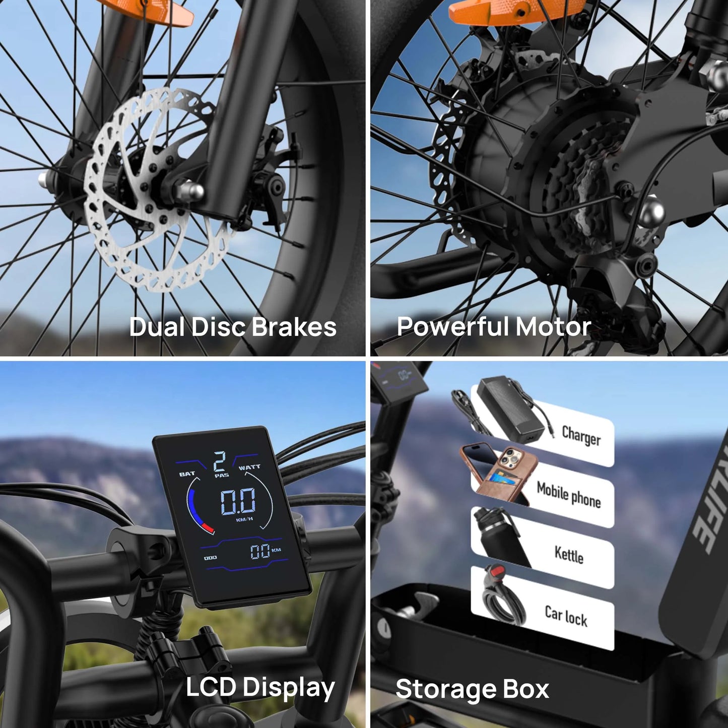 URLIFE 1500W Electric Fat Tire Mountain Bike Removable 48V Battery