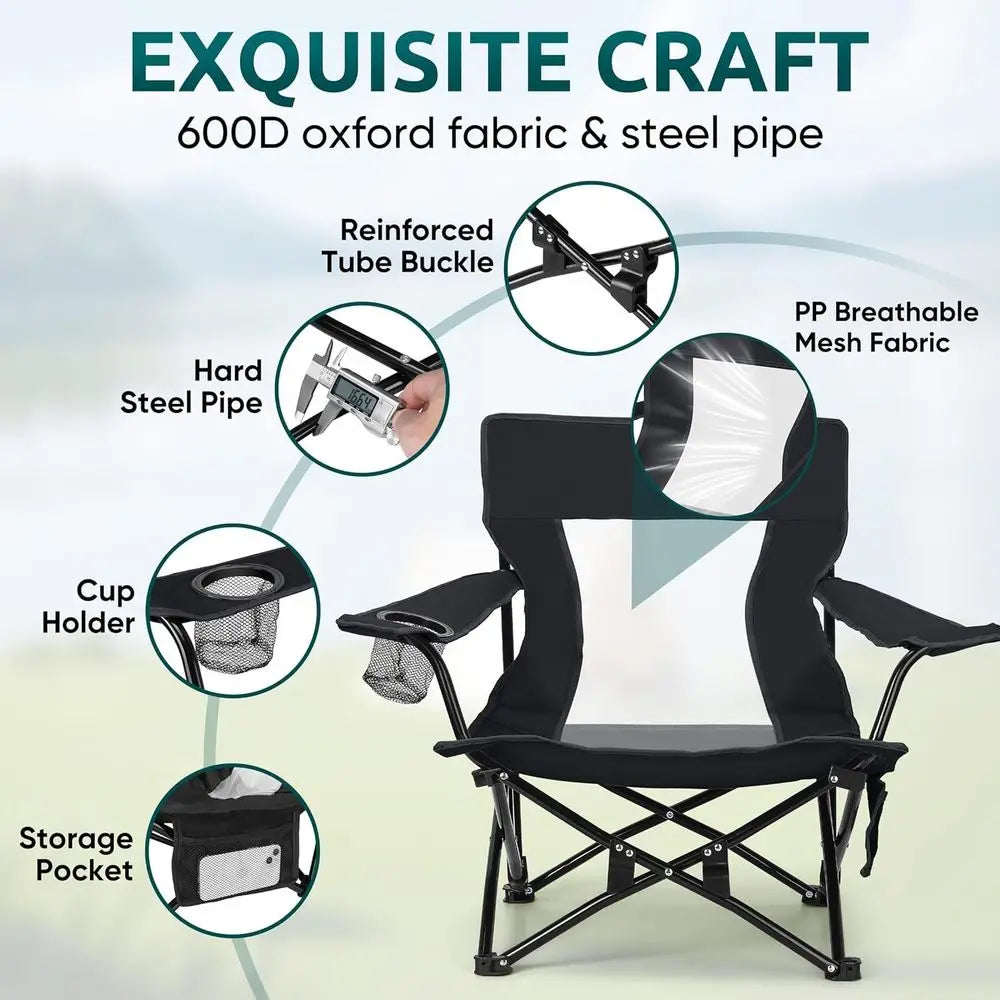 Portable Folding Beach Chairs Duo With Cup Holders And Storage
