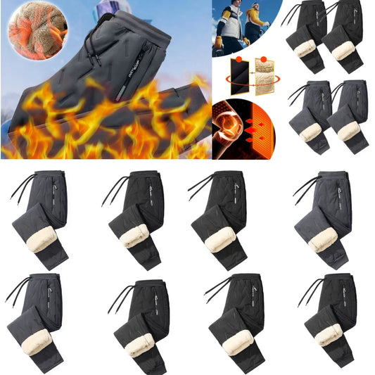 Men Casual Slim Sweatpants Track Pants Waterproof Winter Warm Fleece Pants Yoga Sweatpants Thermal Sherpa Lined Sweatpants Thick