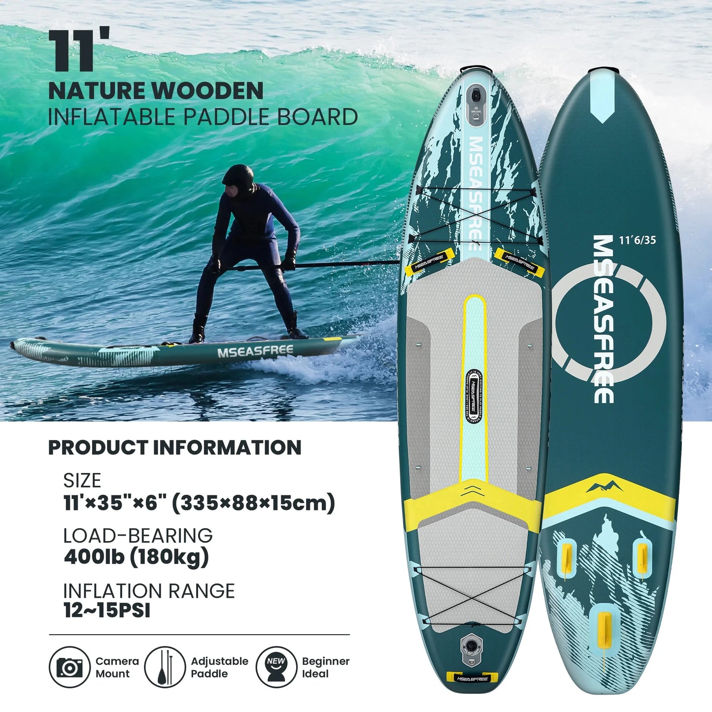 GENREEN Inflatable Stand Up Paddle Board For Youth And Adults