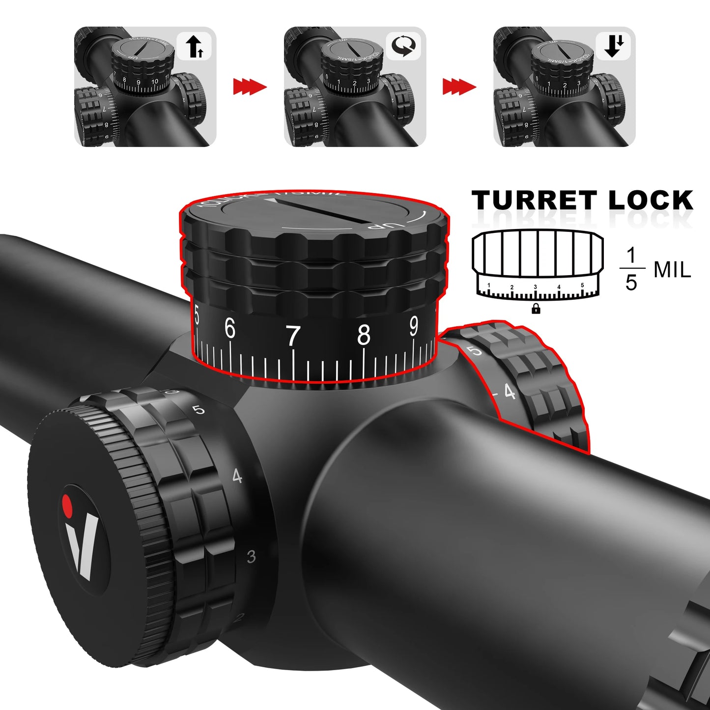 Vector Optics S6 Riflescope AR 15 Illumination Turret Lock