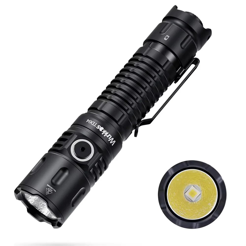 Wurkkos TD04 Rechargeable Dual Mode Tactical LED Flashlight USBC IP68