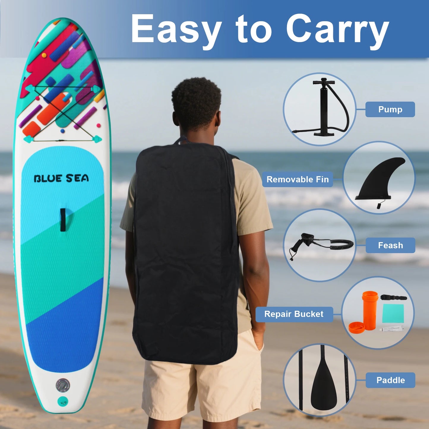 CADALENE Inflatable Stand Up Paddle Board for Adults EVA Deck