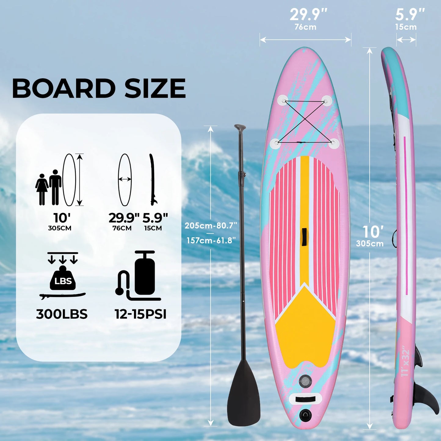 Inflatable SUP Board With Accessories And Anti Slip Deck