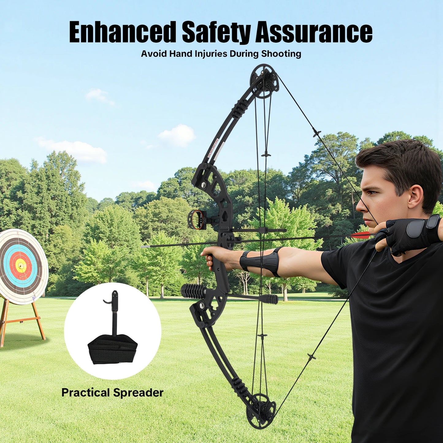 Compound Bow For Adults With Right Hand 3 Pin Lighted Sight Hunting Kit
