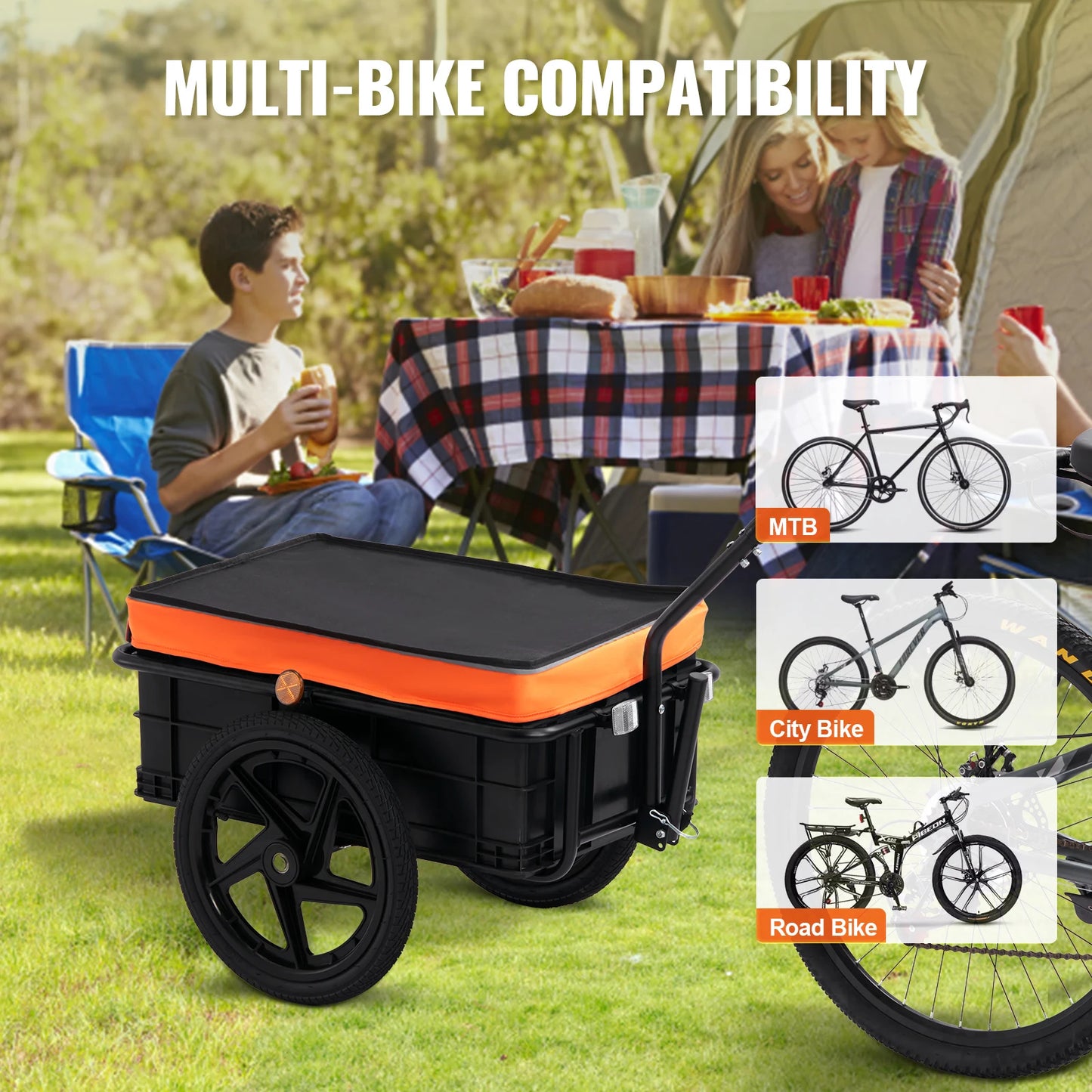 SucceBuy Bike Cargo Trailer Foldable Wagon Cart For Bikes