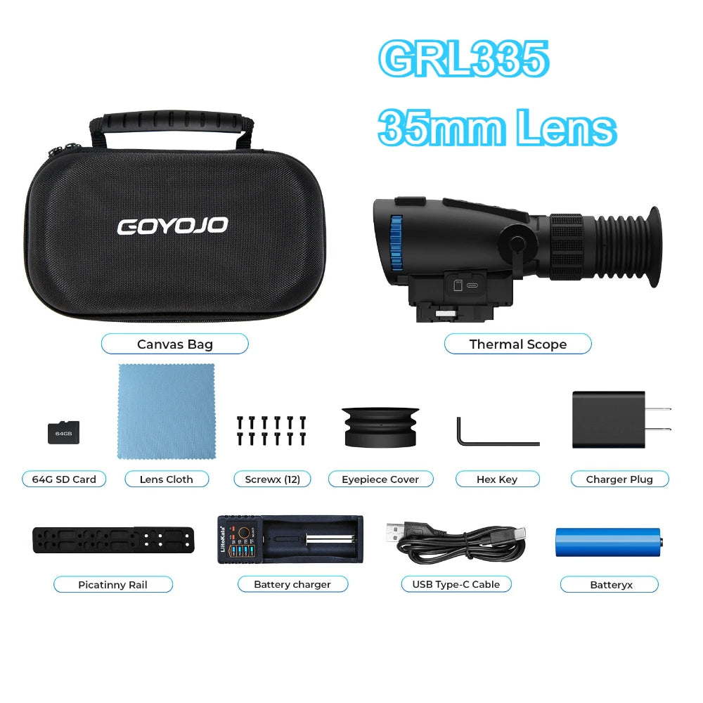 GOYOJO GRL335 Thermal Optics, 384×288 Pixel, GRL325 Thermal Scope Hunting, 1500-1800m Detection Range, RAV & Application
