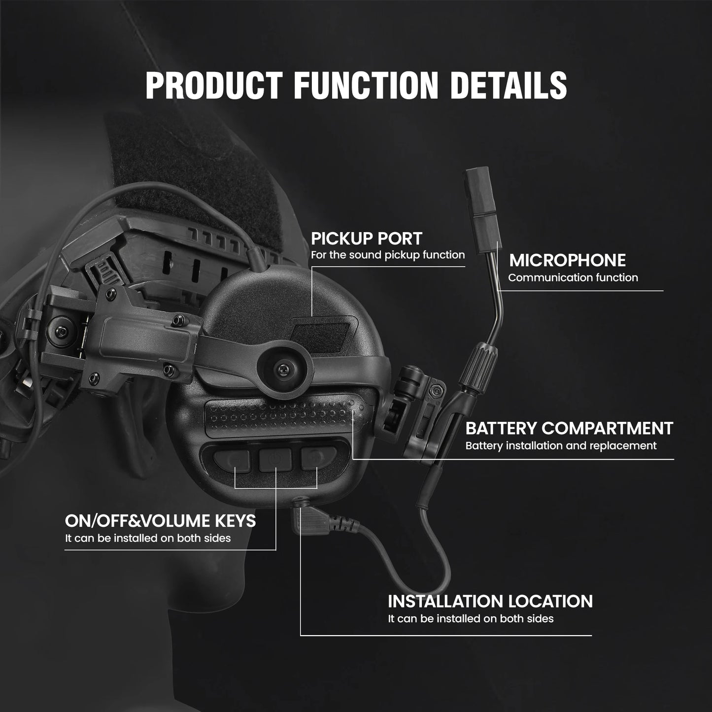ARM NEXT Tactical Helmet Earmuffs With Active Noise Cancellation PTT