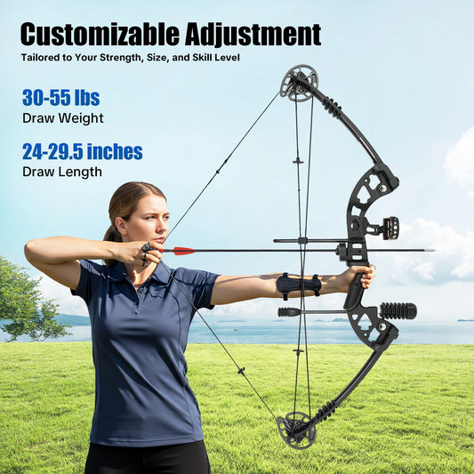 Compound Bow For Adults With Right Hand 3 Pin Lighted Sight Hunting Kit