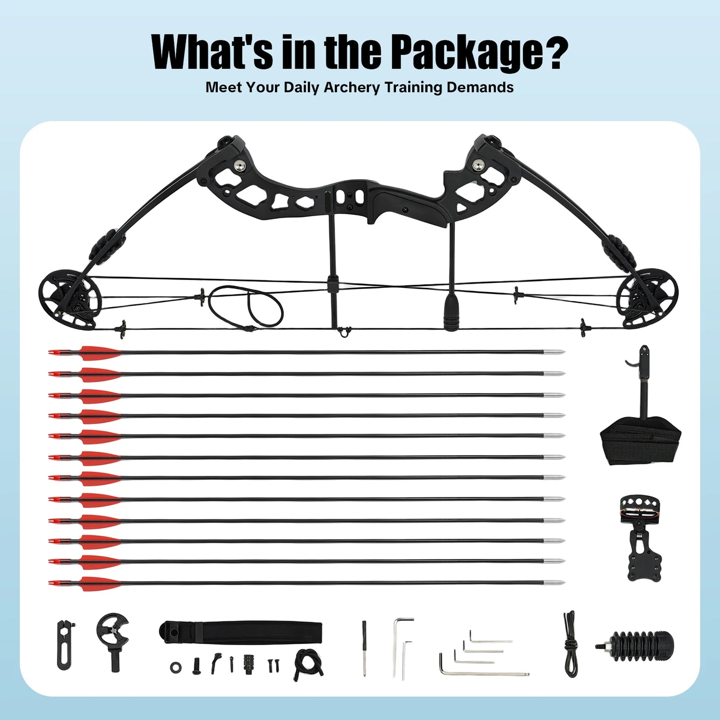 Compound Bow For Adults With Right Hand 3 Pin Lighted Sight Hunting Kit