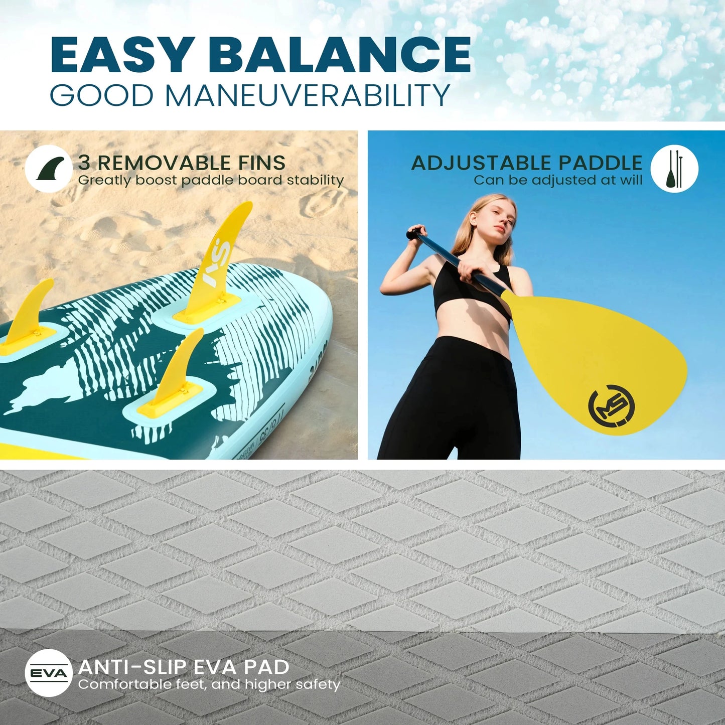GENREEN Inflatable Stand Up Paddle Board For Youth And Adults