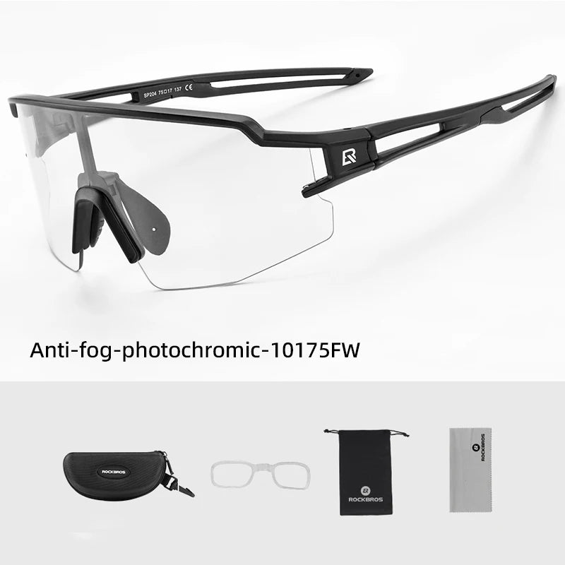 ROCKBROS Photochromic Cycling Glasses Polarized Built-in Myopia Frame Sports Sunglasses Men Women Glasses Cycling Eyewear Goggle