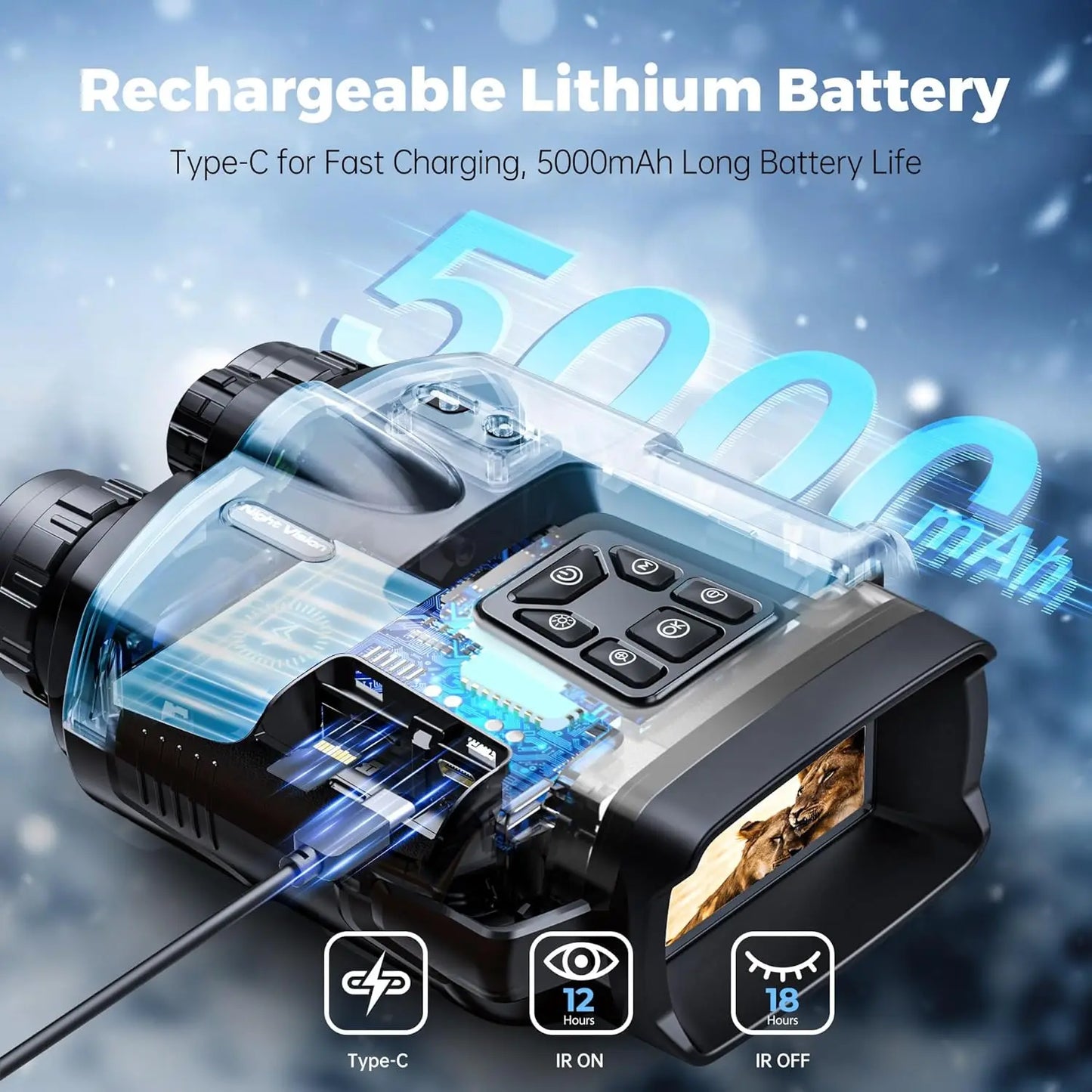 Letcmoi 4K Night Vision Binoculars With Infrared Goggle And Rechargeable