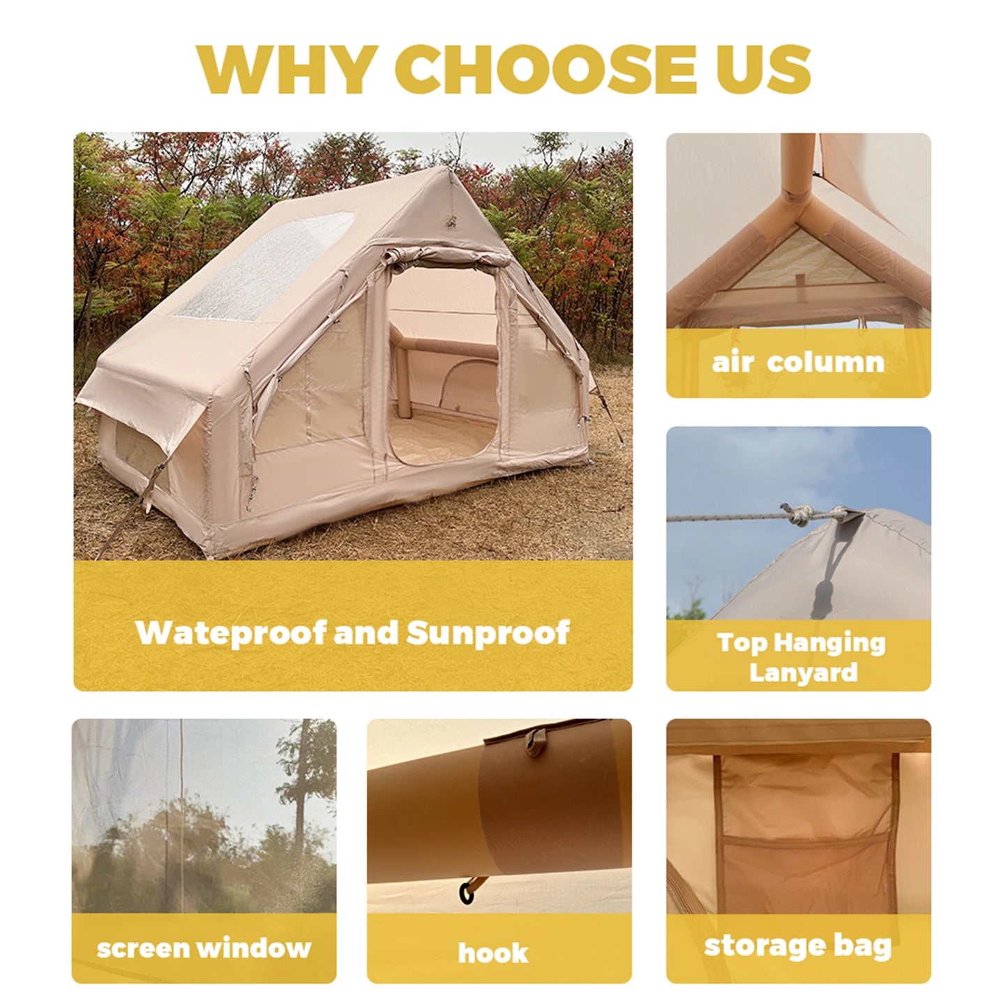 Pakicetus Easy Setup Inflatable Camping Tent Waterproof Windproof