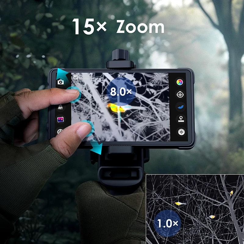 X3 Thermal Camera for Hunting15X Zoom 384*288 For Android Mobile Phone, 15mm Lens 1500m Long Distance