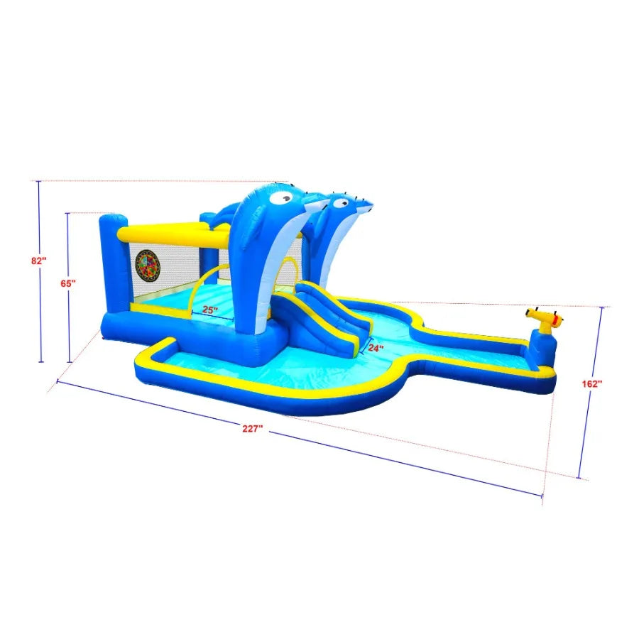 CN 6 In 1 Inflatable Slide Water Park Trampoline Sprinkler