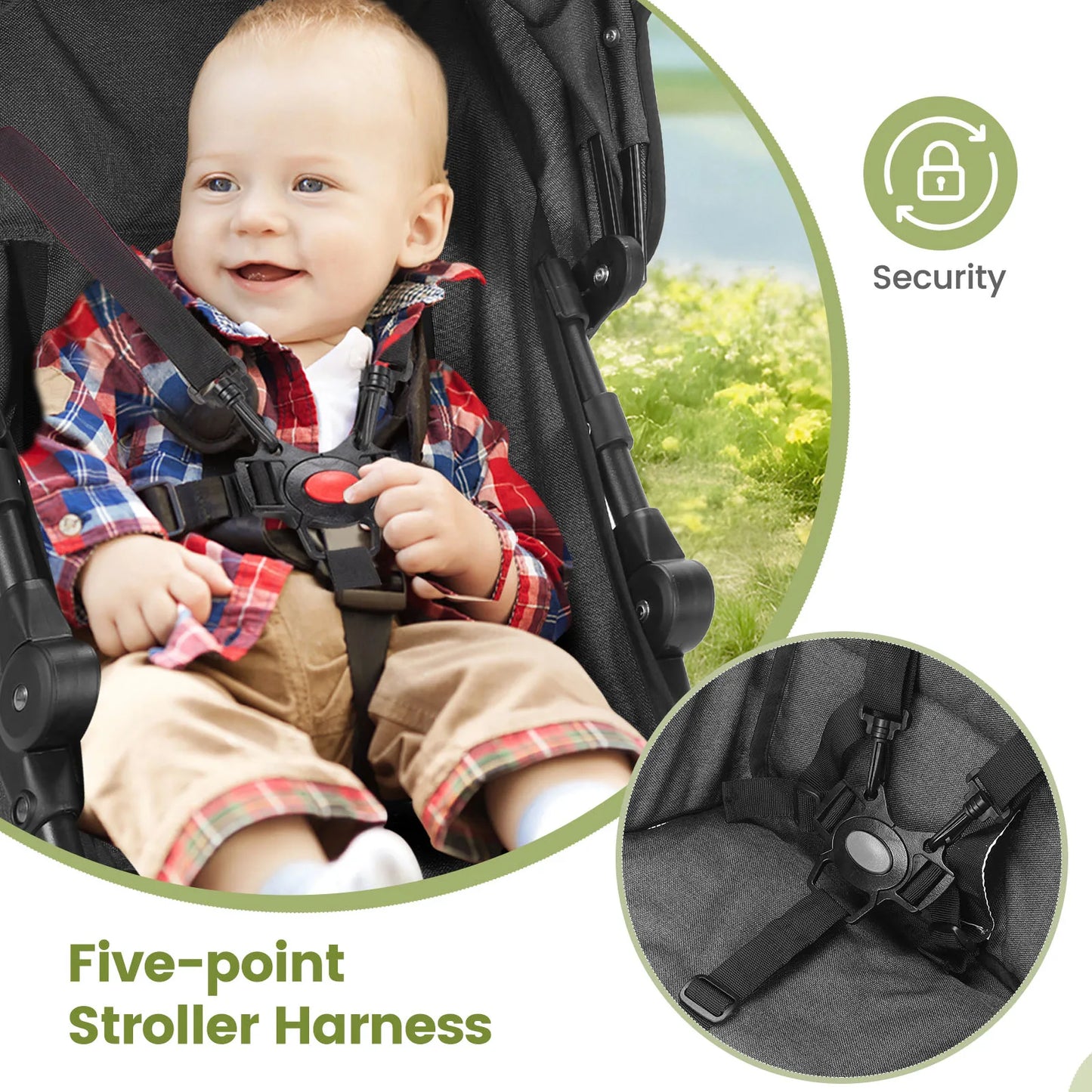 Lightweight Folding High-View Baby Stroller With Recline