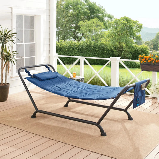 Hign-concerned Polyester Hammock With Stand And Pillow For Outdoor