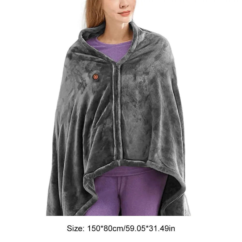 USB Heated Shawl 3 Heating Levels Fleece Heated Blanket Electric Warming Wrap for Women Men Rechargeable Battery Powered