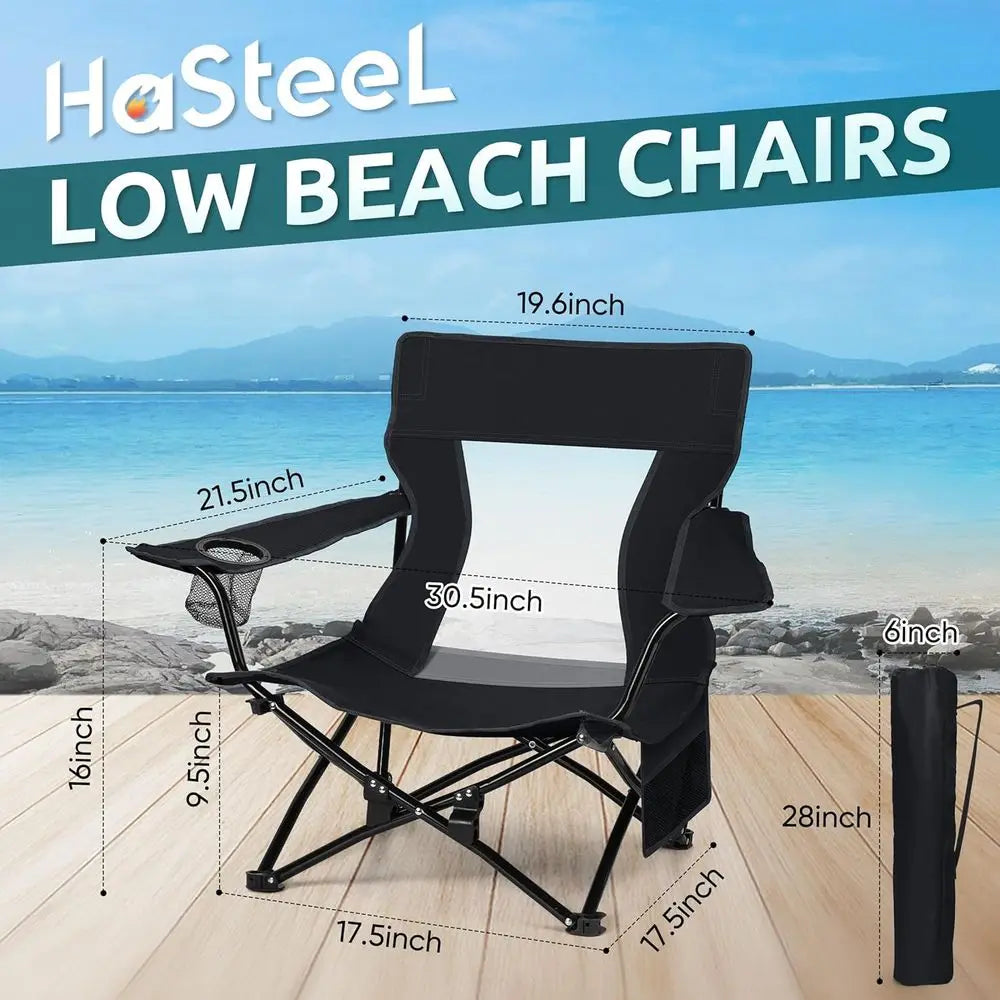 Portable Folding Beach Chairs Duo With Cup Holders And Storage