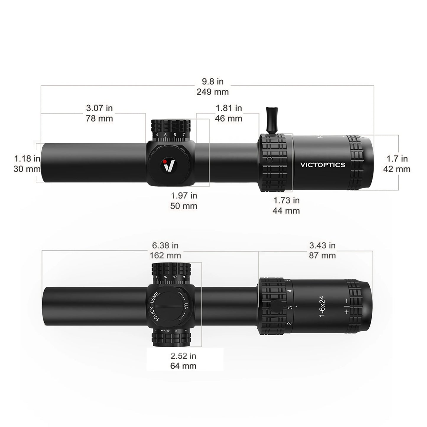 Vector Optics S6 Riflescope AR 15 Illumination Turret Lock