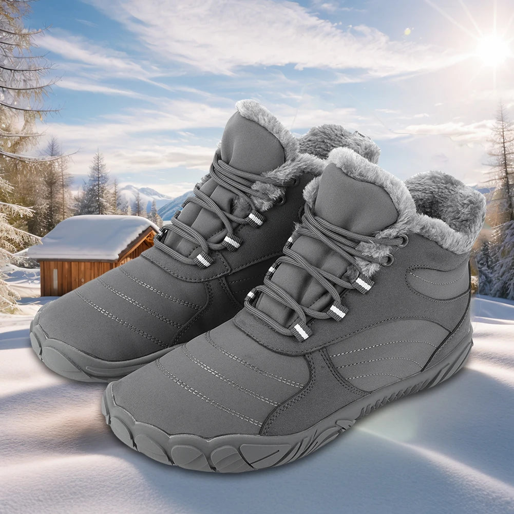Warm Hike Shoes Non-Slip Waterproof Warm Fur Lined for Women Men (Grey 41)