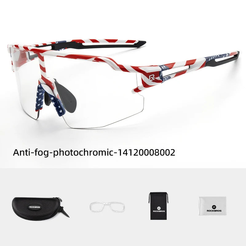 ROCKBROS Photochromic Cycling Glasses Polarized Built-in Myopia Frame Sports Sunglasses Men Women Glasses Cycling Eyewear Goggle