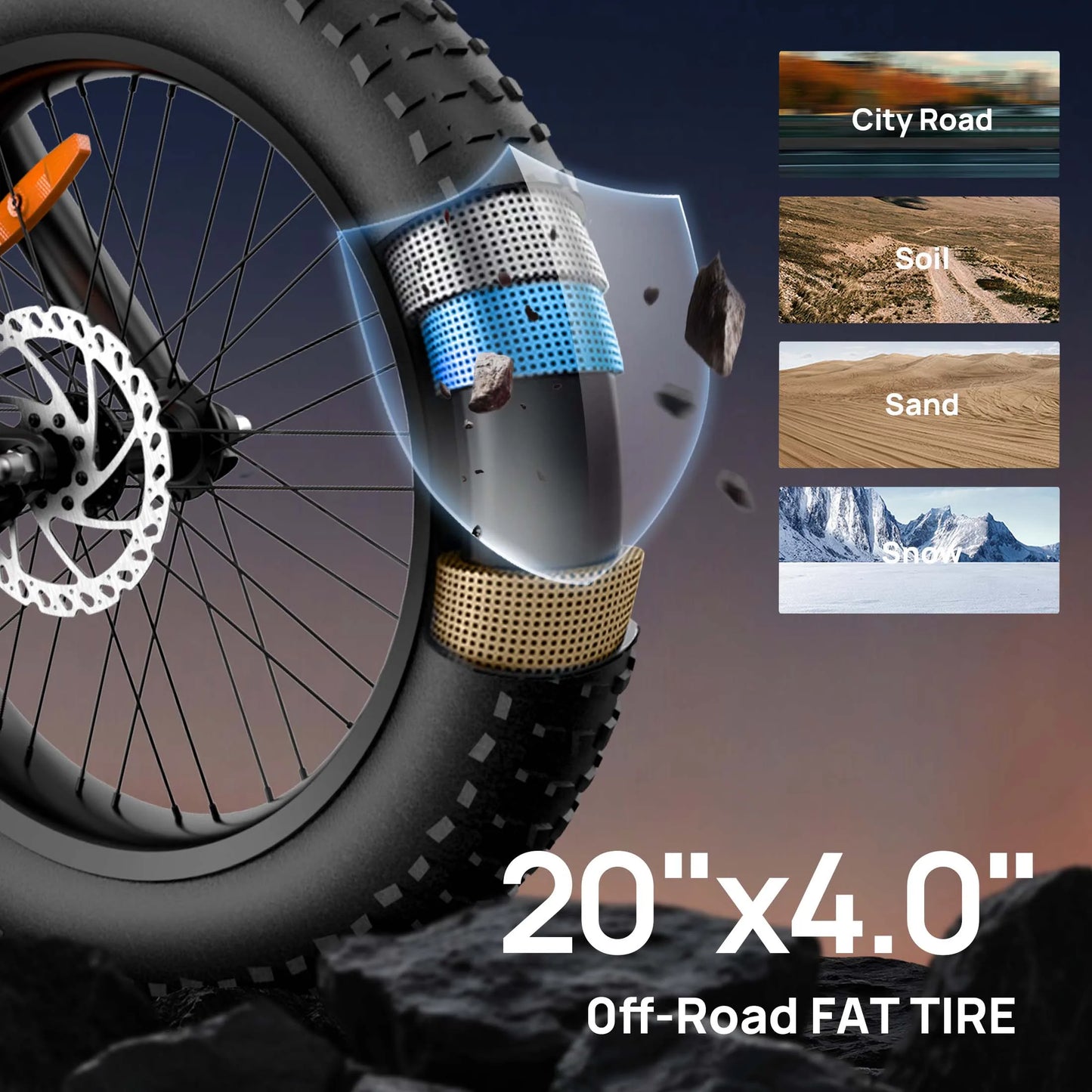 URLIFE 1500W Electric Fat Tire Mountain Bike Removable 48V Battery