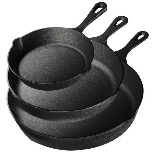 Diamri 3 Piece Cast Iron Skillet Set Preseasoned Pans
