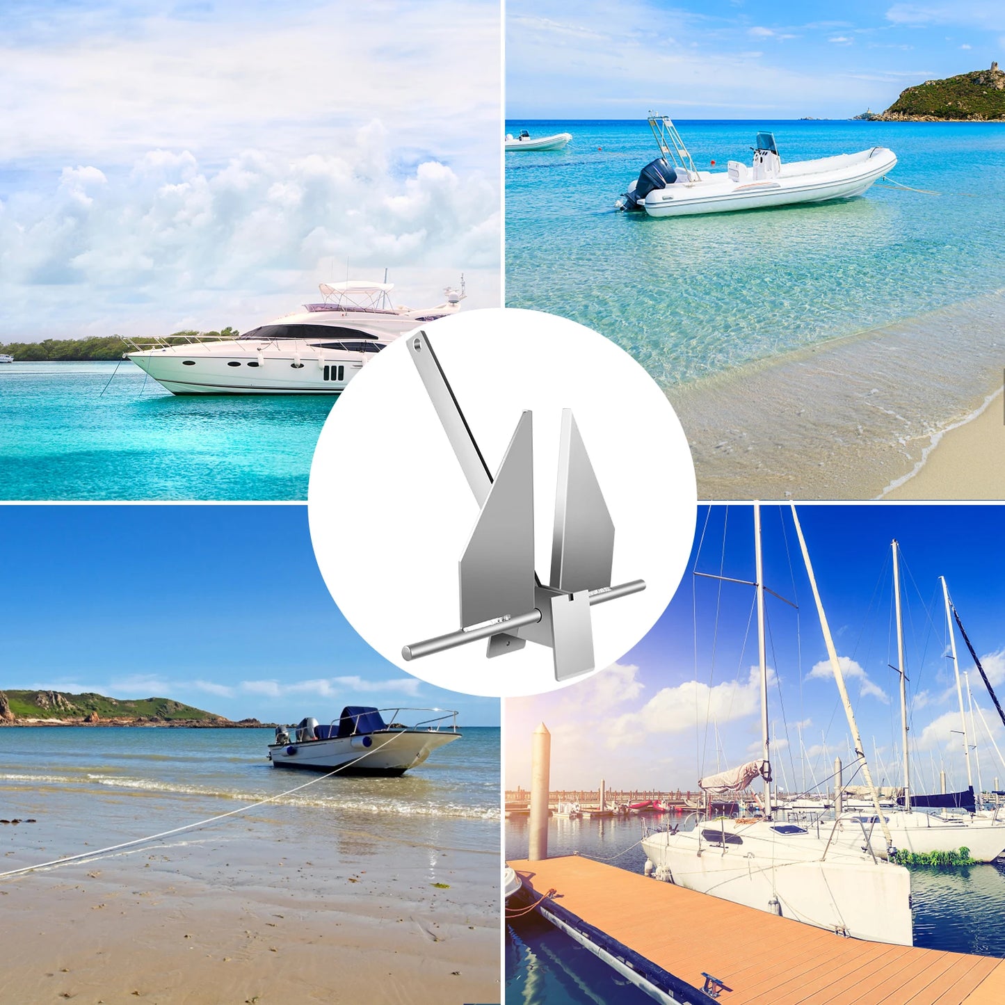 VEVOR Boat Anchor Kit Fluke Style Mooring System Galvanized Steel