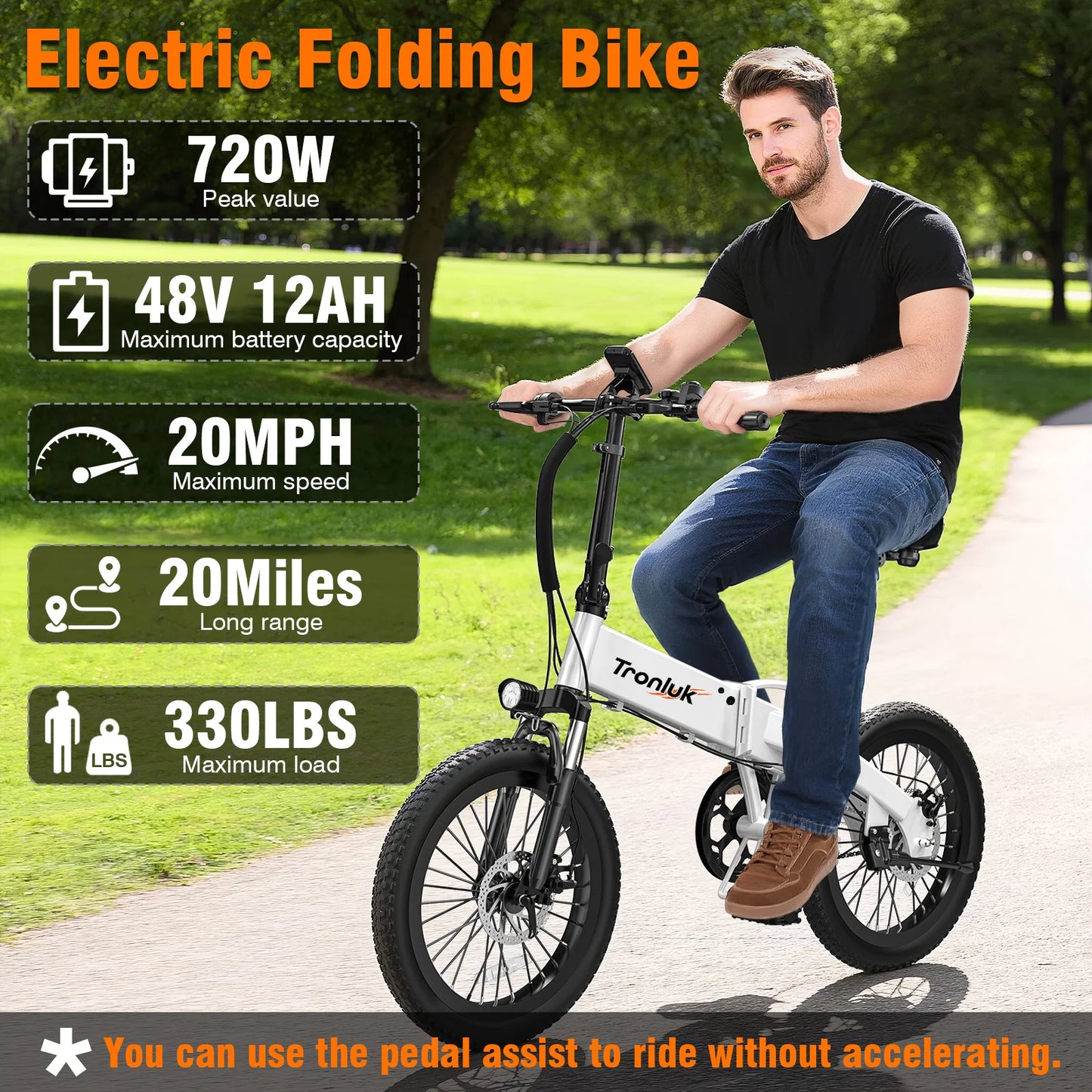LELEKUAIFolded Electric Folding Bike 720W Peak 48V12Ah 20MPH Urban