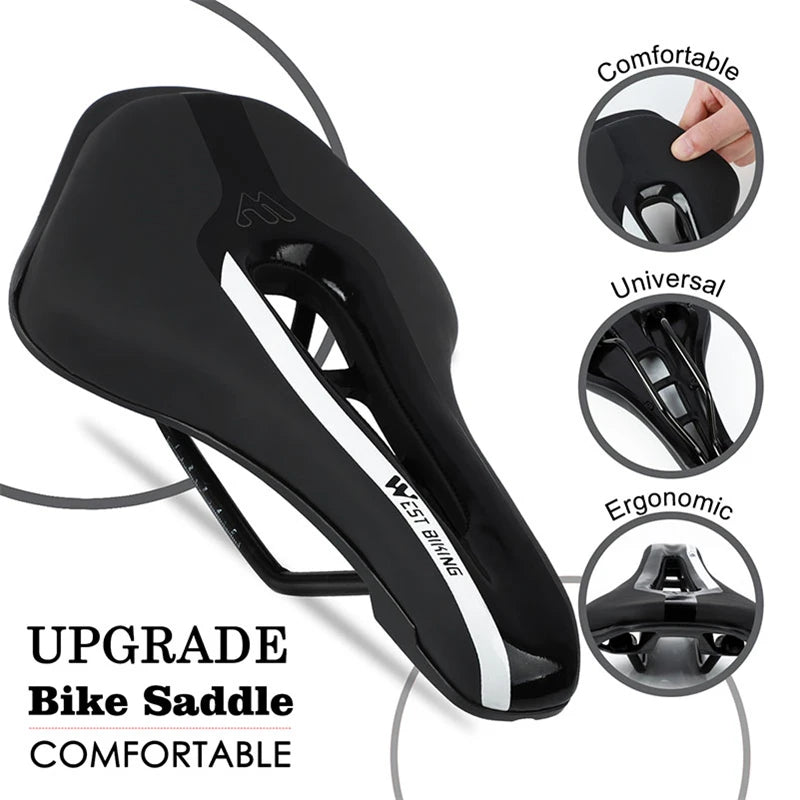 West Biking Road Bike Gel Saddle PU Leather Cushion Ultralight