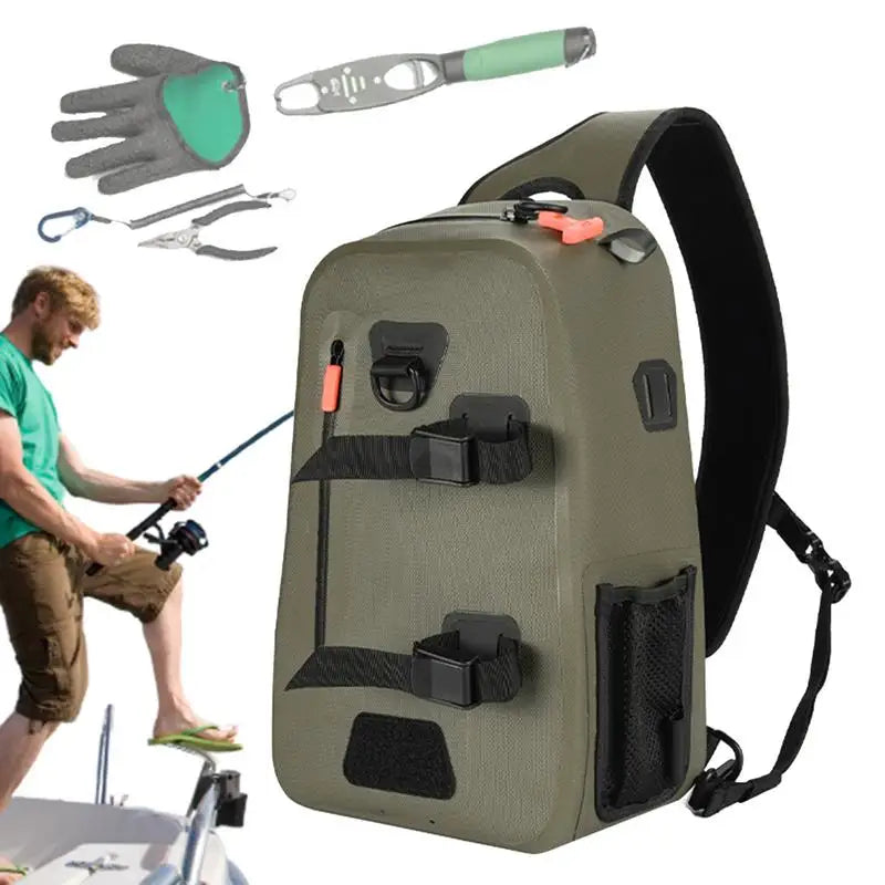 Waterproof Fishing Sling Bag Lightweight Chest Pack For Outdoors