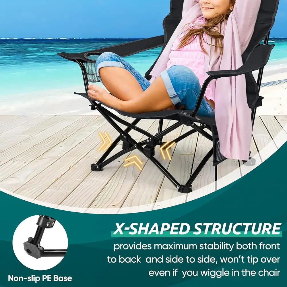 Portable Folding Beach Chairs Duo With Cup Holders And Storage