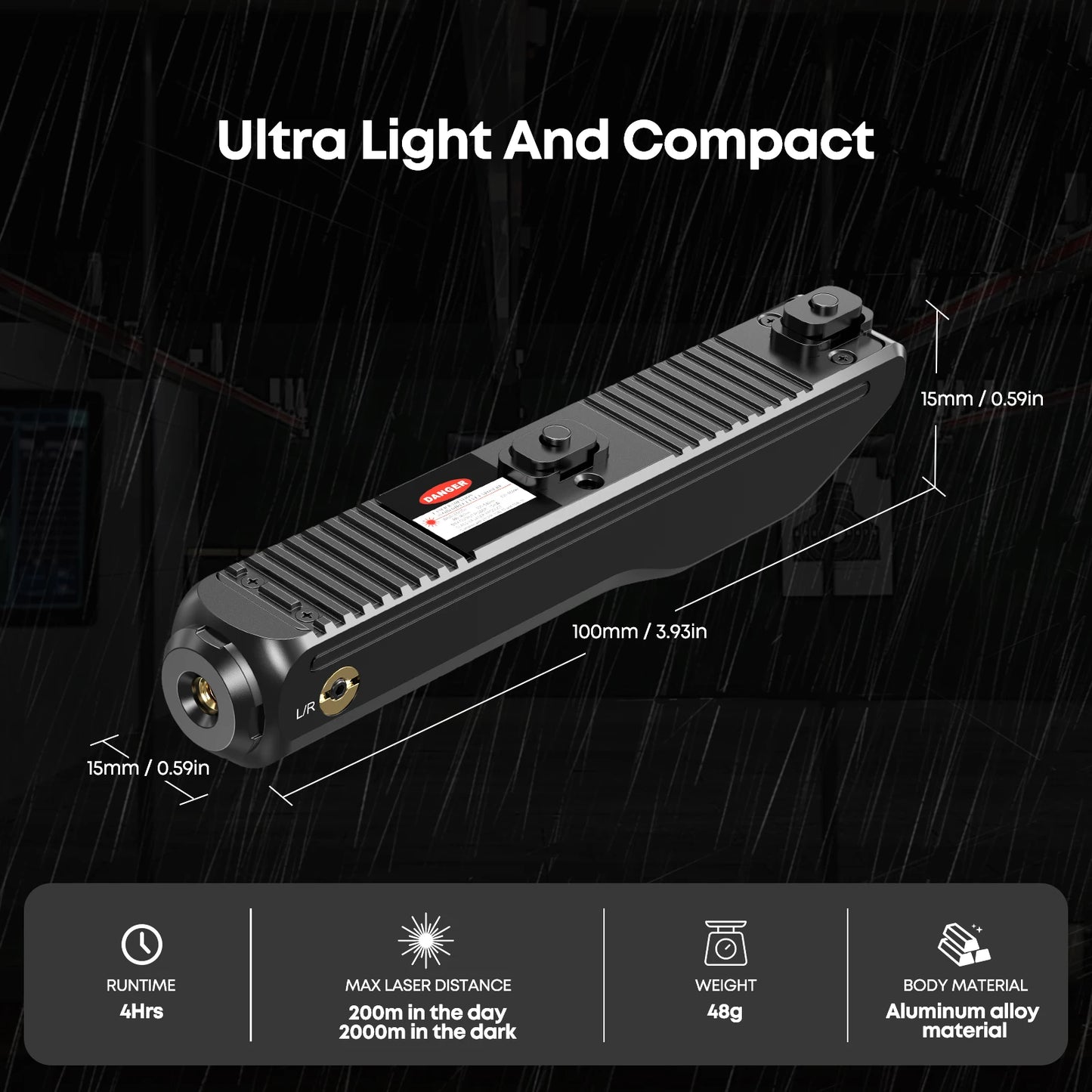 Magnetic Charging Laser Sight For Rifle 2000m Range 4Hr Runtime